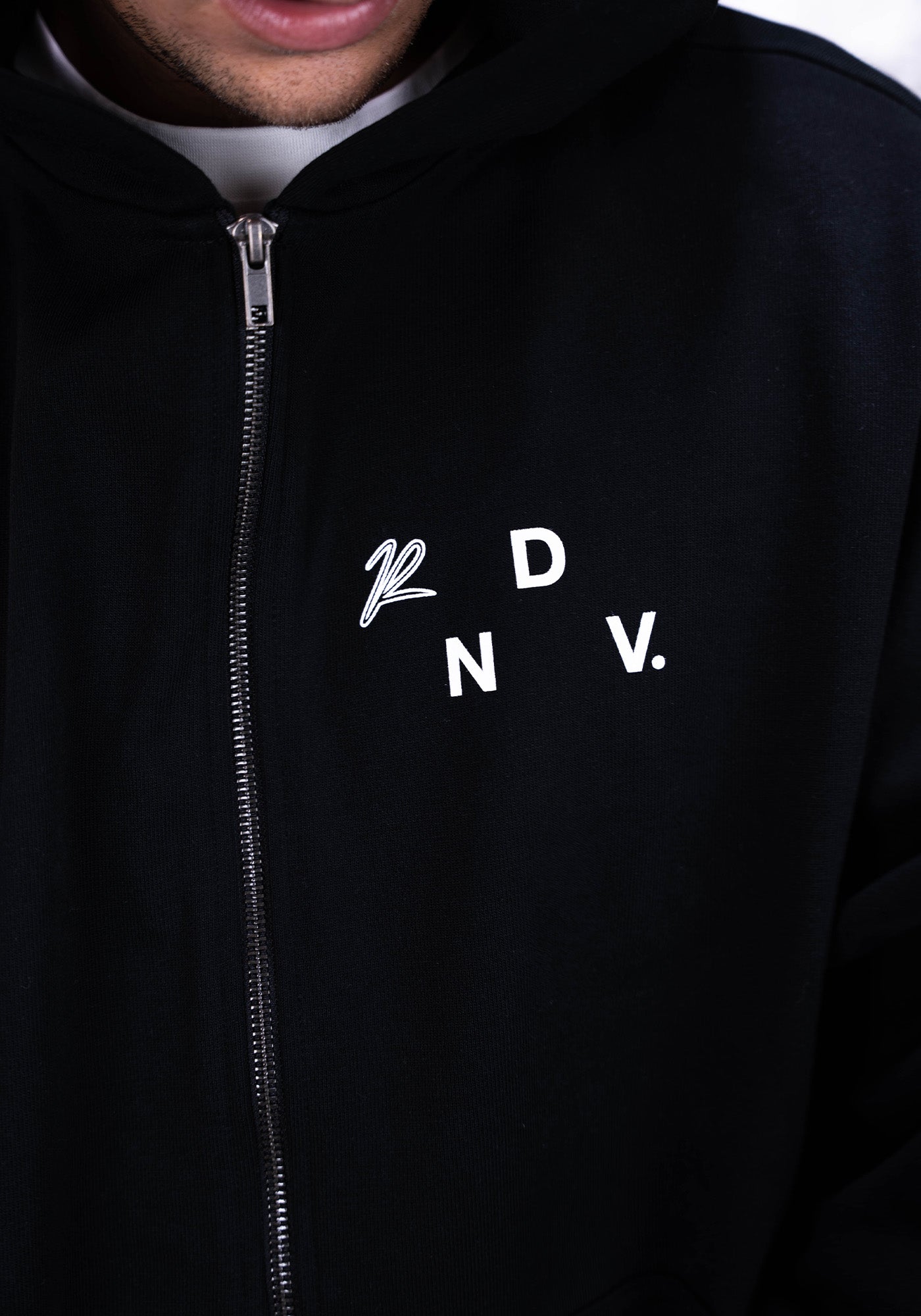 Oversized Heavy Sweatjacket "RDNV" - Black