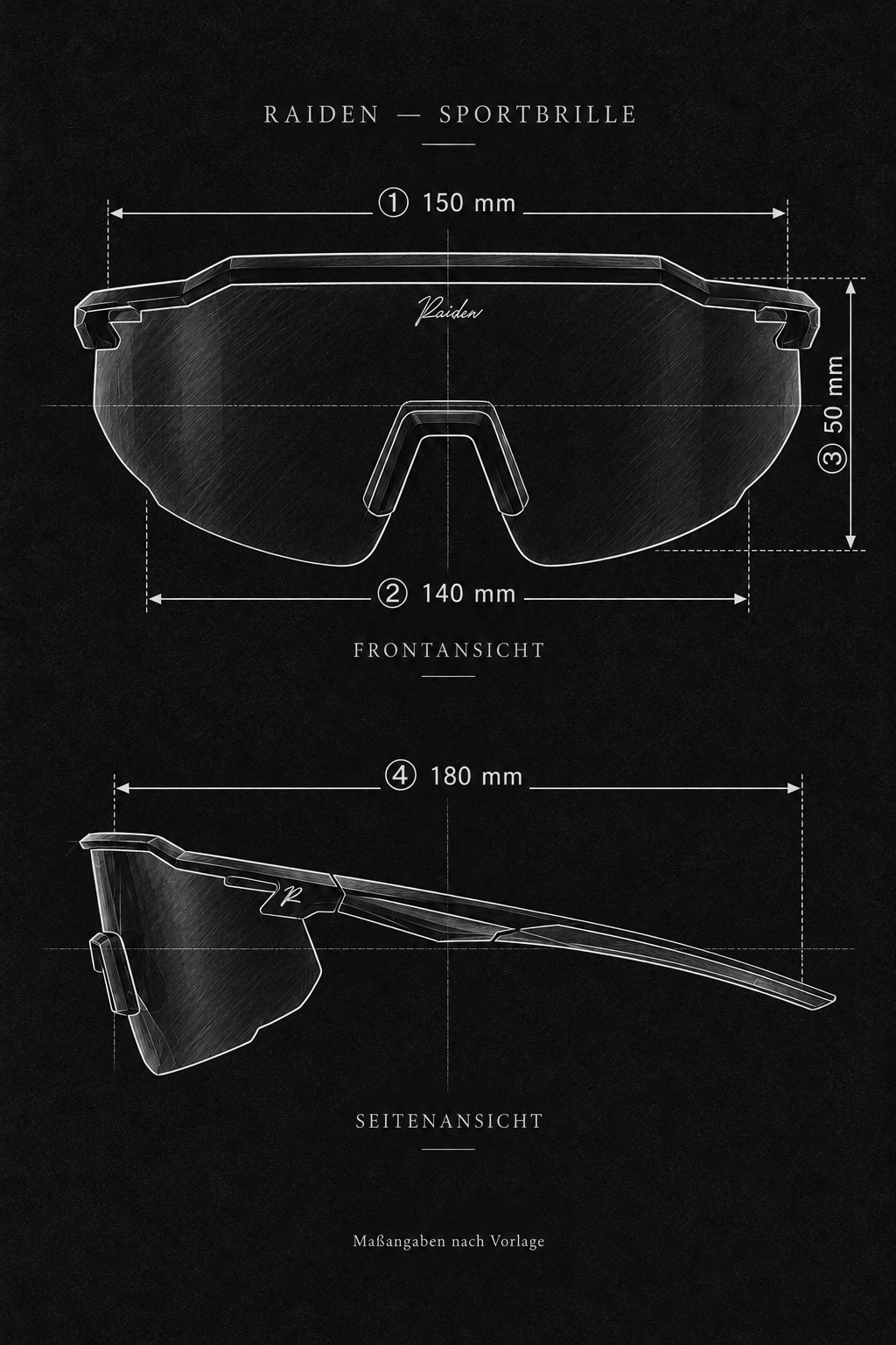 Schnelle Brille RAIDEN "Black/ Thermal Green Lilac"
