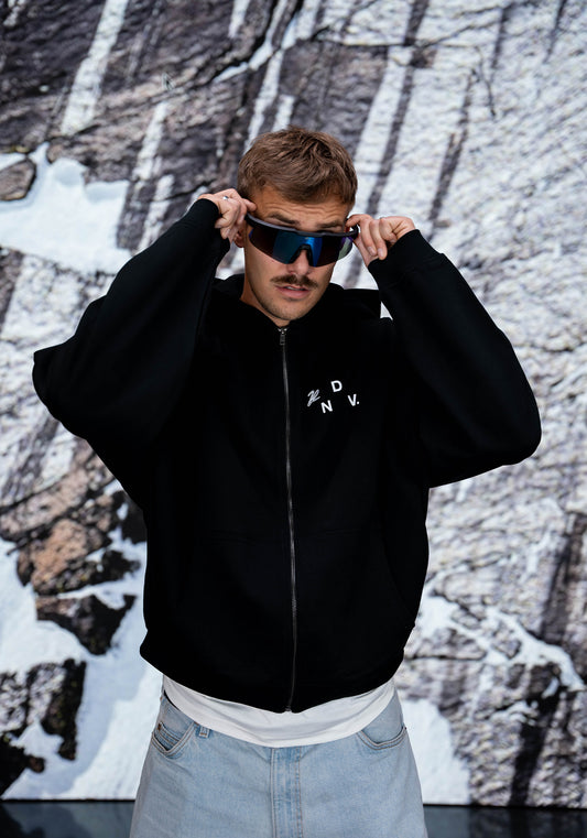 Oversized Heavy Sweatjacket "RDNV" - Black