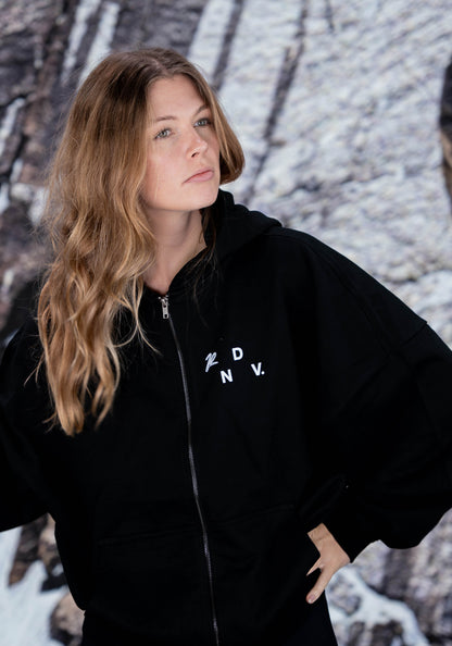 Oversized Heavy Sweatjacket "RDNV" - Black