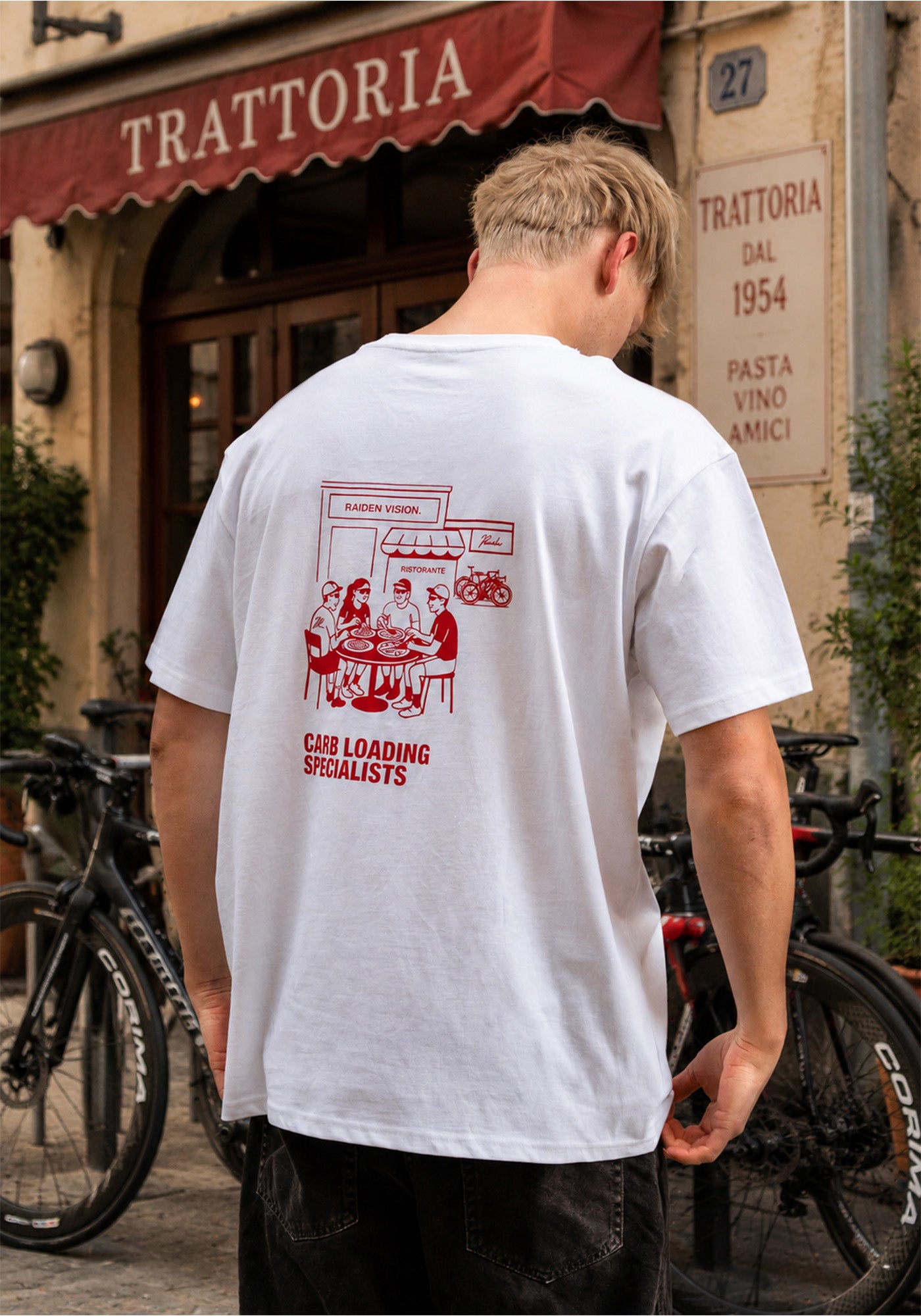 RAIDEN T-Shirt CARB LOADING SPECIALISTS WHITE (OVERSIZED FIT) [Formstabiler, wertiger Fall]