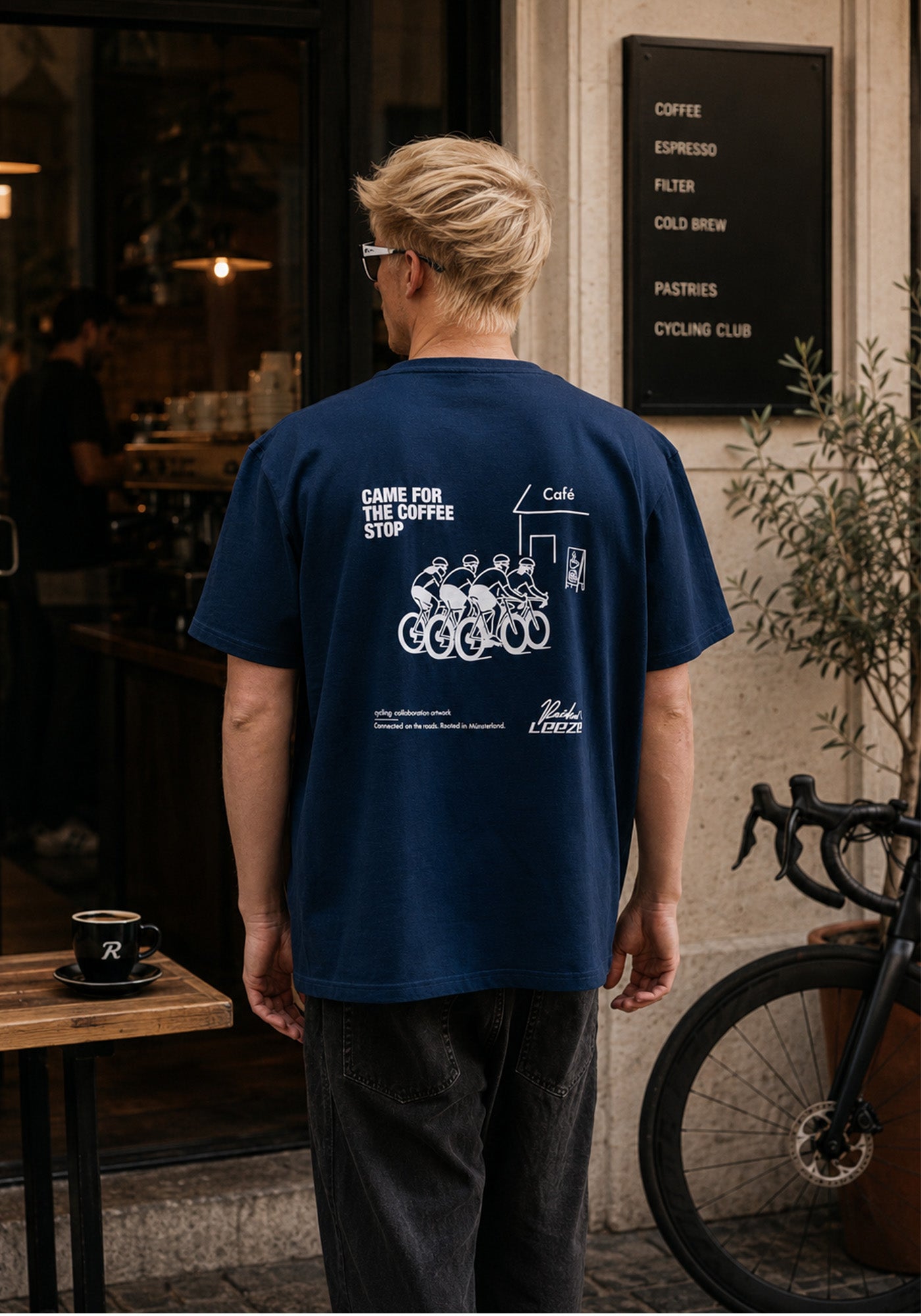 RAIDEN T-Shirt "CAME FOR THE COFFE STOP" NAVY (OVERSIZED FIT)