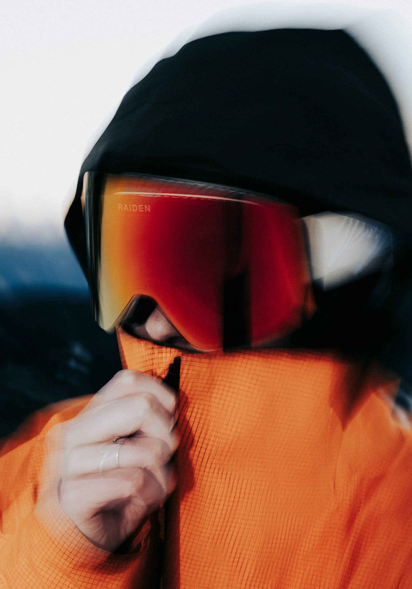 RAIDEN Skibrille RAIDEN Cylindrical mit Wechselglas | Sand Orange – inklusive Hardcase und Mikrofaserbeutel