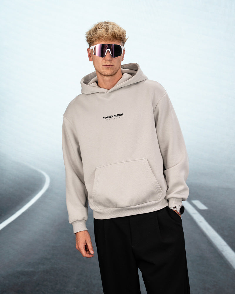 RAIDEN HOODIE THIS AND I'M OKAY GRAY – Detail Print