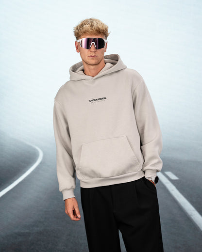 RAIDEN HOODIE THIS AND I'M OKAY GRAY – Detail Print