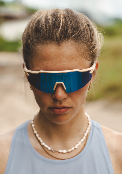 Schnelle Brille RAIDEN "Sand / Deep Pacific Blue