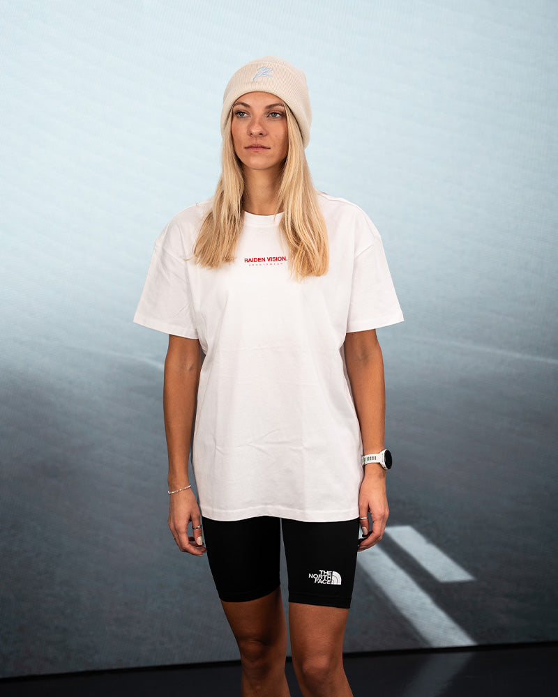 RAIDEN T-Shirt "CARB LOADING SPECIALISTS" WHITE (OVERSIZED FIT)