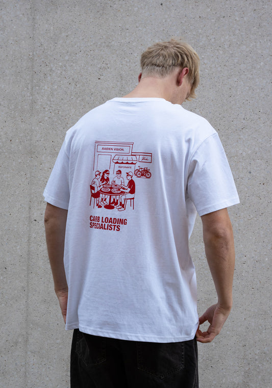 RAIDEN T-Shirt "CARB LOADING SPECIALISTS" WHITE (OVERSIZED FIT)