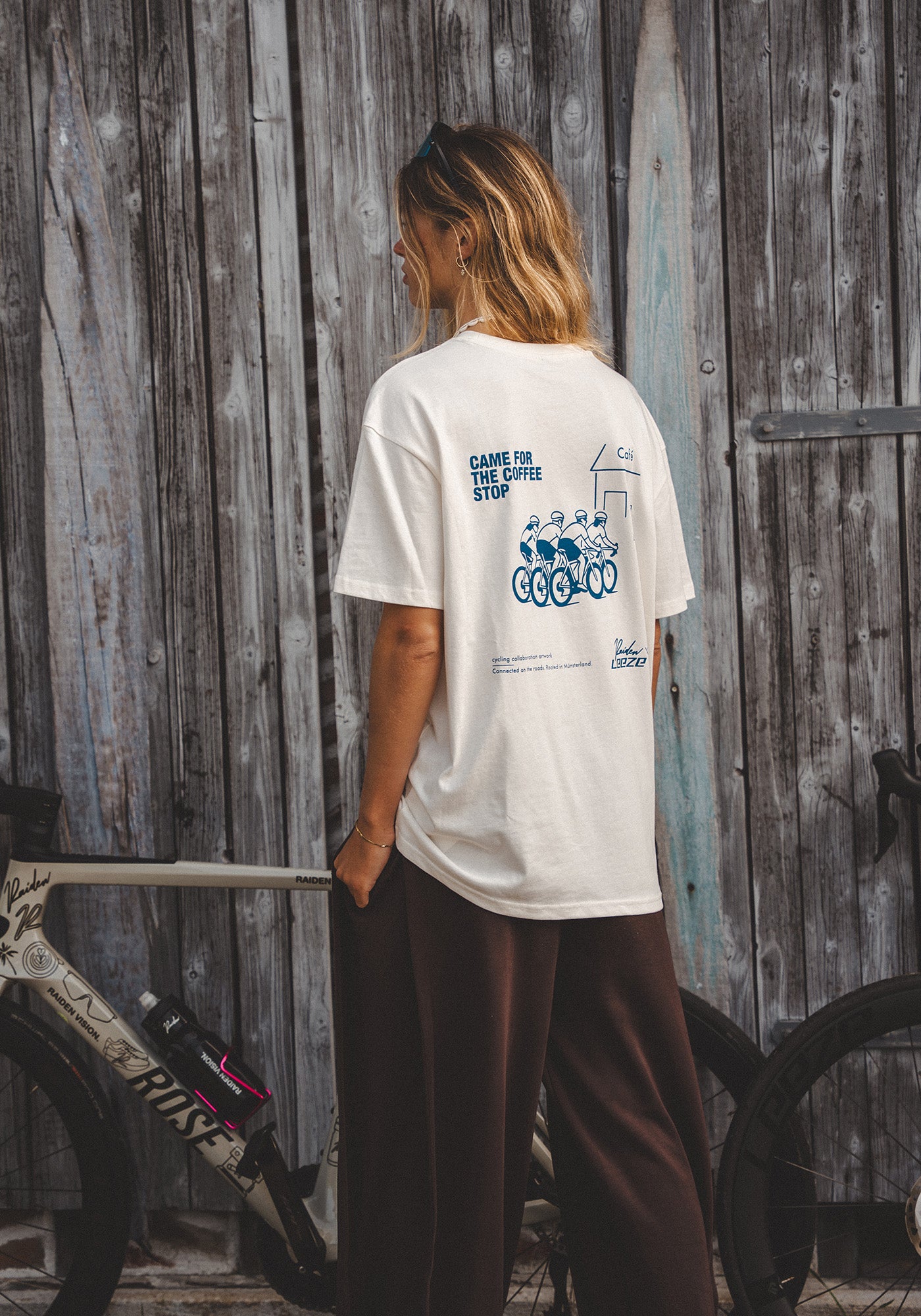 RAIDEN T-Shirt "CAME FOR THE COFFE STOP" OFF WHITE (OVERSIZED FIT)